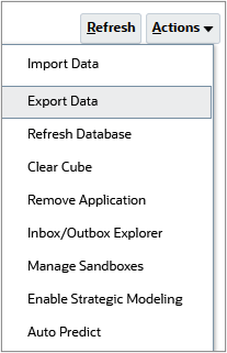 Export Data in the Actions menu
